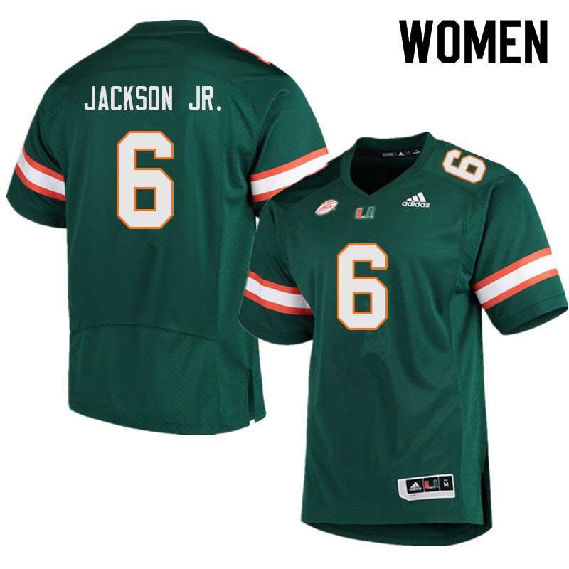 Women #6 Darrell Jackson Jr. Miami Hurricanes College Football Jerseys Sale-Green - Click Image to Close